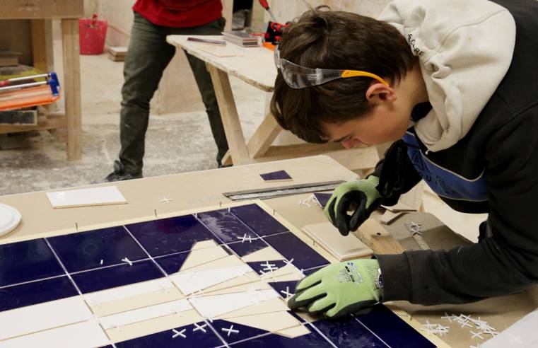 Leeds College of Building student, Aaron Brady, who made it to the 2021 National Finals after winning the SkillBuild UK regional heat in Wall & Floor Tiling.