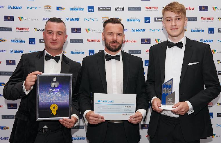 Trainee Tile Fixer of the Year Award_ L to R Jason Reid, Luke Stratford, Alfie Hill_